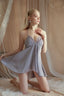 Misty Lavender | Fairy Mesh Overlay Satin Robe & Slip Dress Set - TEVQA