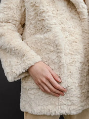 Vanilla Cream Textured Faux Rabbit Fur Coat - TEVQA
