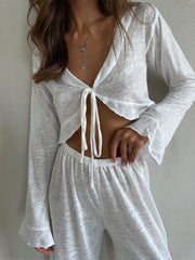 Breezy Tie-Front Textured Knit Lounge Set