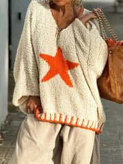 Boucle Star Knit Sweater - View 8 | TEVQA