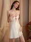 Cutout Twist-Front Satin Slip Dress & Robe Set - TEVQA