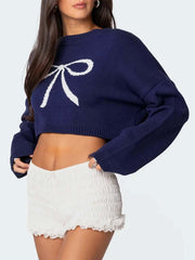 Coquette Bow Graphic Crop Sweater