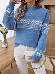 Festive Nordic Snowflake Mock Neck Sweater