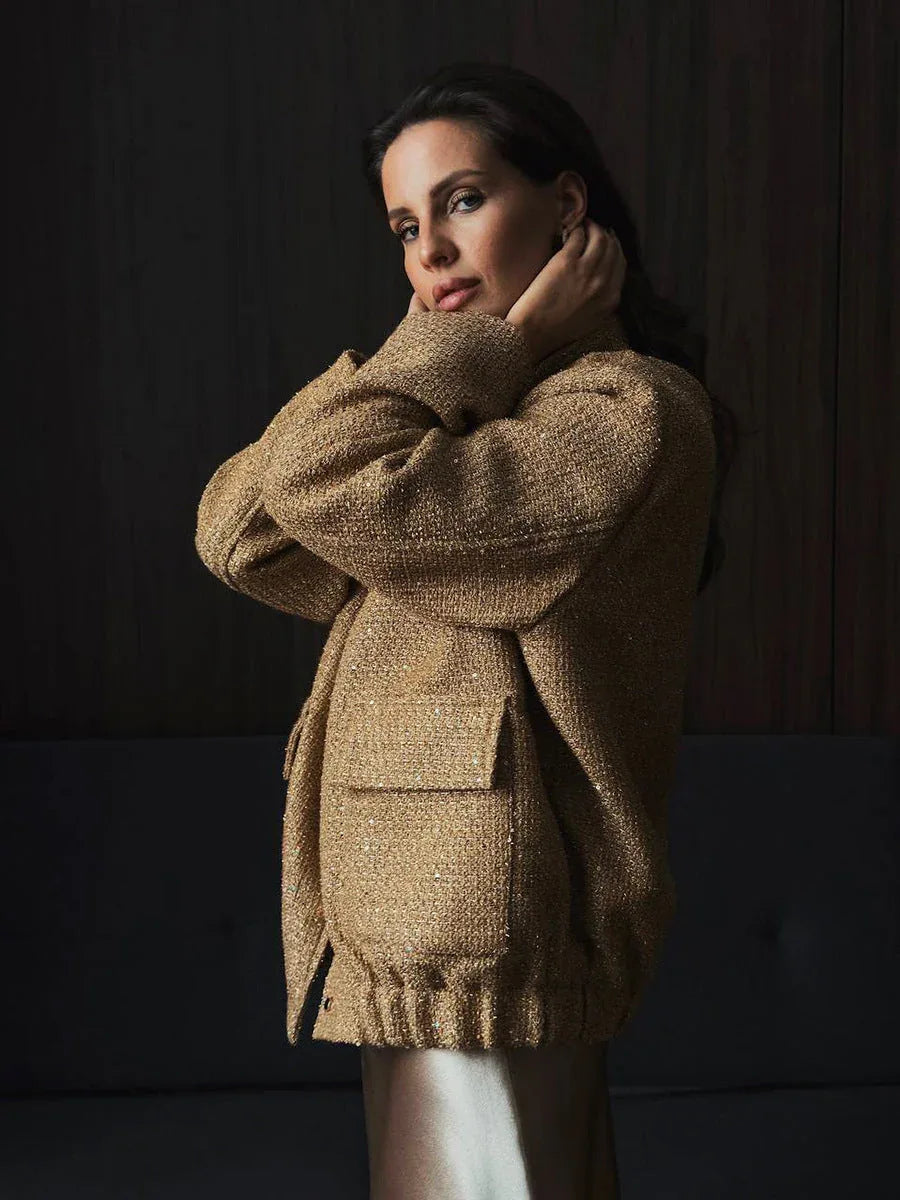 Midnight Glitz Sequin Tweed Jacket - TEVQA