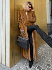 Faux Mink Maxi Coat - View 7 | TEVQA