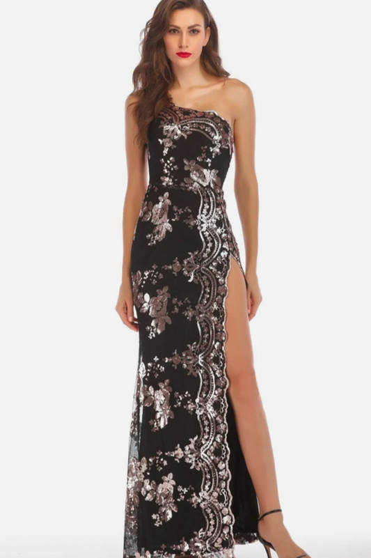 Shining Sequin Highly Split Maxi Dress - Dress In Beauty