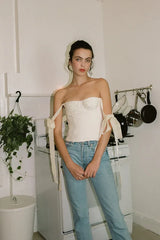 Lace Up White Tank Top - TEVQA