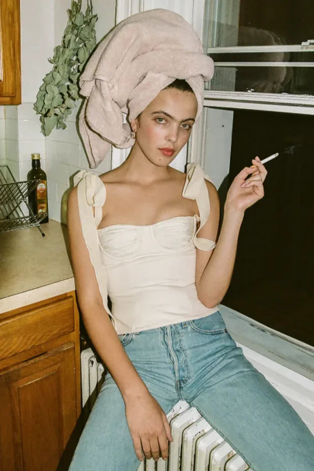 Lace Up White Tank Top - TEVQA