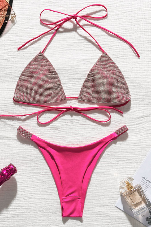 Bandage Rhinestone Bikini Set - Dress In Beauty