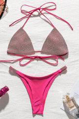 Rhinestone Embellished Triangle Bikini Set - View 21 | TEVQA