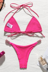 Rhinestone Embellished Triangle Bikini Set - View 22 | TEVQA