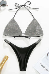 Rhinestone Embellished Triangle Bikini Set - View 23 | TEVQA