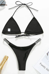 Rhinestone Embellished Triangle Bikini Set - View 24 | TEVQA