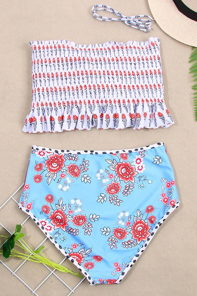 Floral Print High Waist Bikini Set - View 17 | TEVQA
