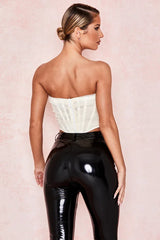 Seraphina Cream Mesh Corset Top - View 8 | TEVQA