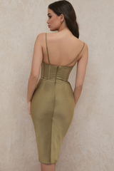 Absolute Elegance Satin Corset Midi Dress - Dress In Beauty