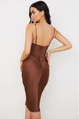 Satin Corset Midi Dress - View 27 | TEVQA