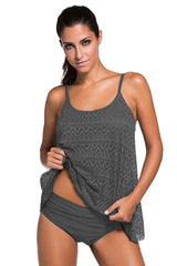 Women's solid color crocheted tankini swimsuit set - View 10 | TEVQA