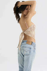 Cream paisley lace corset top with sweetheart neckline and adjustable straps - View 8 | TEVQA