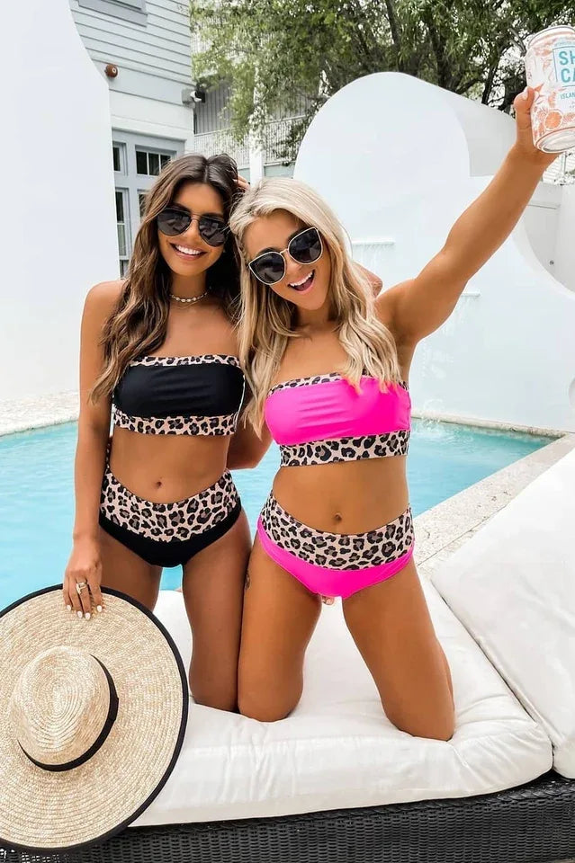 Leopard print bandeau bikini set - View 25 | TEVQA