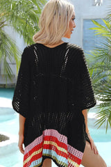 V-neck striped crochet beach cover-up - View 16 | TEVQA