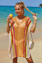 Rainbow Colorblock Crochet Cover Up | Dress In Beauty