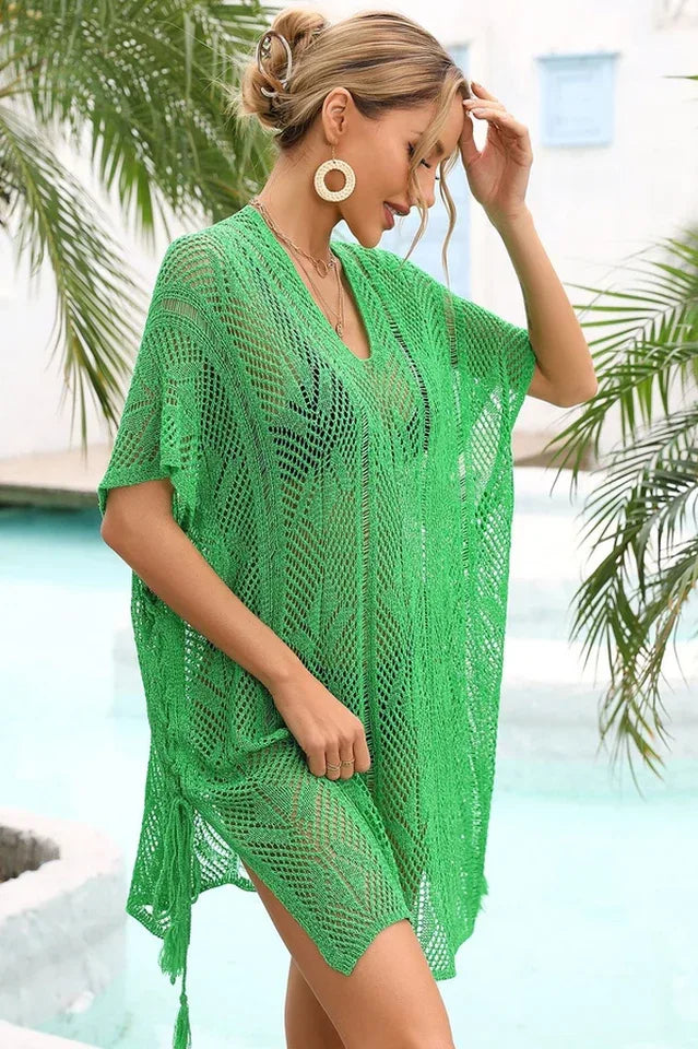 Knit beach cover up tunic - View 11 | TEVQA
