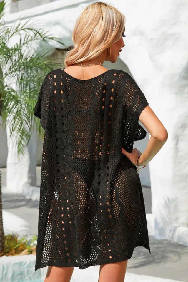Crochet knit beach cover up dress - View 6 | TEVQA