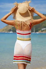 Rainbow Stripe Openwork Cover-Up Dress - View 10 | TEVQA