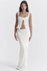 Juana White Broderie Anglaise Corset Tank Top - View 7 | TEVQA