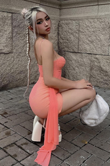 Corset Gathered Mesh Mini Dress | Dress In Beauty