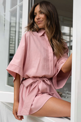 Loose Sleeve Tie Waist Romper | Dress In Beauty