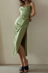 Cami Midi Dress with High Split - View 8 | TEVQA