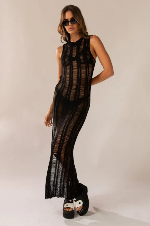 Textured knit maxi dress - View 6 | TEVQA