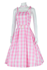 Barbie Movie Margot Pink Plaid Check Dress | Dress In Beauty