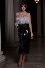 Aleyna Feather Top + Sequin Skirt Set - TEVQA