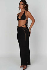 Jia Set crochet knit halter neck top and maxi skirt - View 9 | TEVQA
