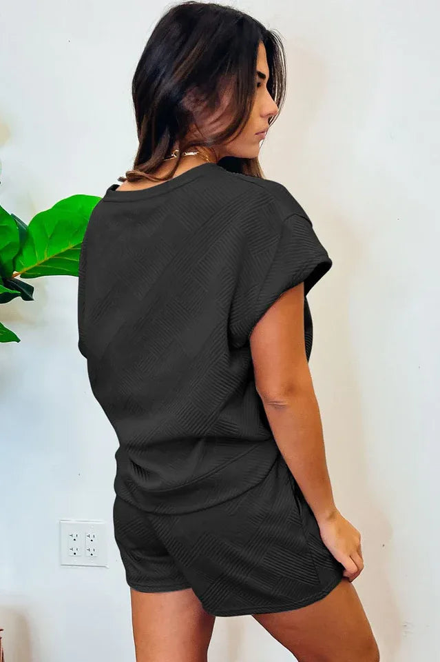 Geometric Textured Knit Two-Piece Set - View 8 | TEVQA