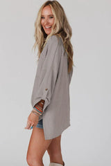 Sage Green Ribbed Knit Oversized Tunic Top - View 13 | TEVQA