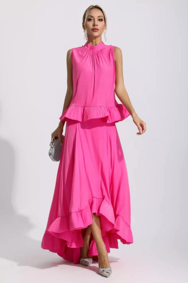 Elaine Pink Sleeveless Ruffle Mermaid Set | Dress In Beauty