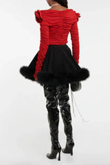Off-shoulder rose applique fitted top - View 8 | TEVQA
