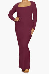 Ribbed Knit Square Neck Maxi Dress - View 13 | TEVQA