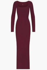 Ribbed Knit Square Neck Maxi Dress - View 20 | TEVQA