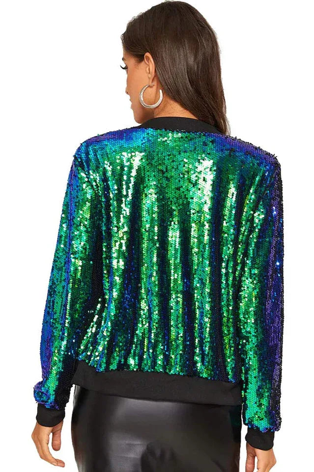 Sequin bomber jacket with color-shifting effect - View 7 | TEVQA