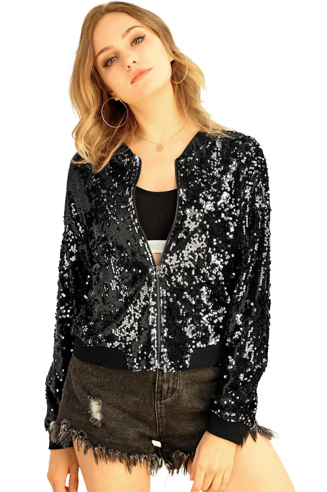 Sequin bomber jacket with color-shifting effect - View 21 | TEVQA