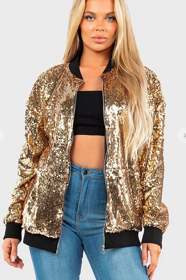 Sequin bomber jacket with color-shifting effect - View 11 | TEVQA