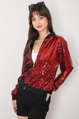 Sequin bomber jacket with color-shifting effect - View 17 | TEVQA