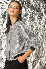 Sequin bomber jacket with color-shifting effect - View 14 | TEVQA
