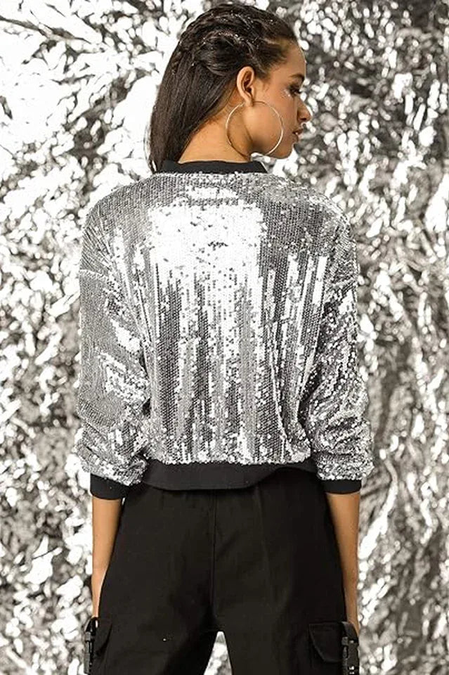 Sequin bomber jacket with color-shifting effect - View 16 | TEVQA