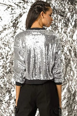 Sequin bomber jacket with color-shifting effect - View 16 | TEVQA